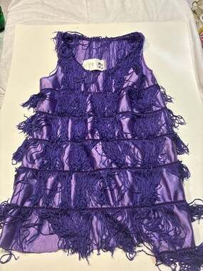 ArtStone Purple Layered Fringe Flapper Style Dance Costume Mini Dress
